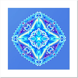 Eastern blue mandala Posters and Art